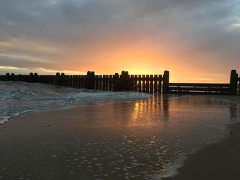 Silhouette of beach at sunset