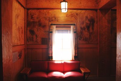 Empty red sofa at home