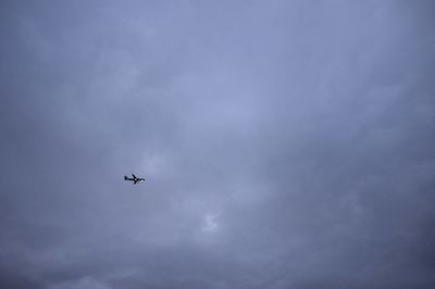 Low angle view of airplane flying in sky