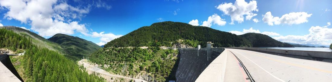 Panoramic shot of mountain range against cloudy sky