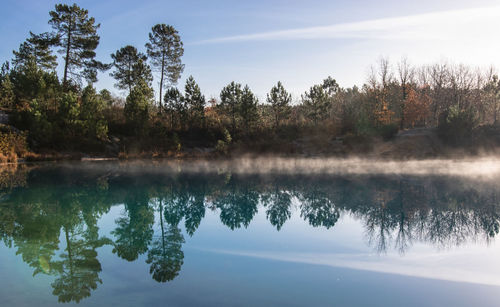 Scenic view of lake against sky