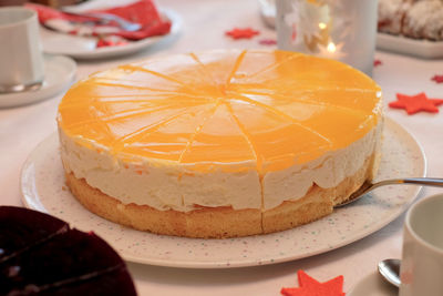 Close-up of cake on table