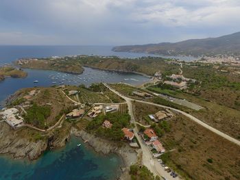 High angle view of sea against sky