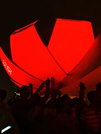 Low angle view of hot air balloons