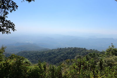 Scenic view of mountains against clear sky