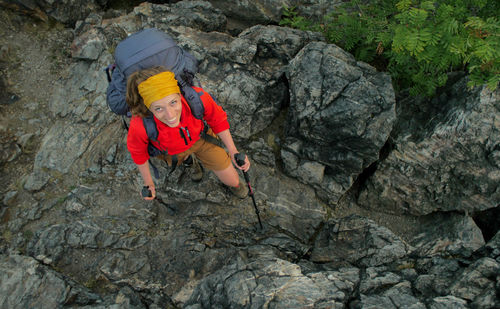View of person on rock