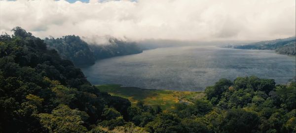 High angle view of mountains against sky