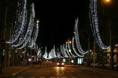 Light trails on street at night