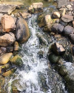 View of river flowing through rocks