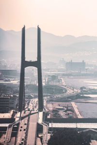 High angle view of city buildings