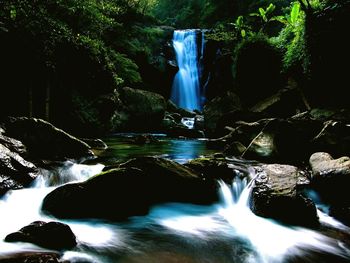 Scenic view of waterfall