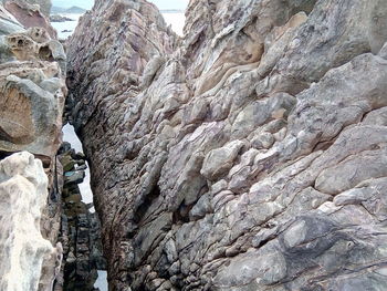 Low angle view of rock formations