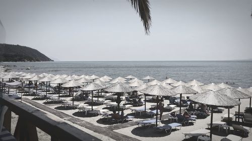 Panoramic view of beach against clear sky