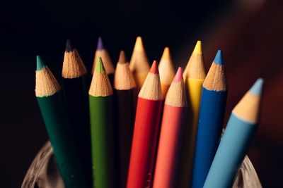 Close-up of colored pencils
