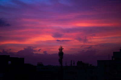 Silhouette buildings against sky during sunset