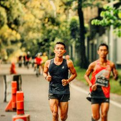 Full length of young man running