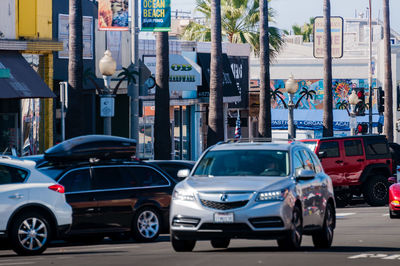 Cars on street in city