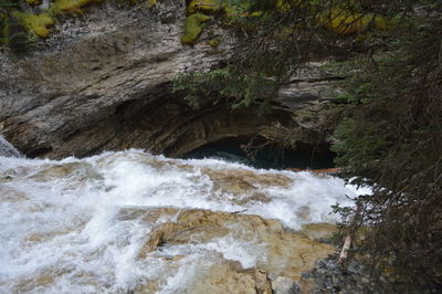 River flowing through rocks in forest