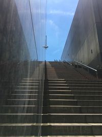 Low angle view of staircase by building against sky