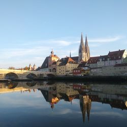 Reflection of buildings in lake