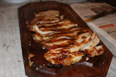 High angle view of bread on table