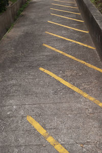 High angle view of zebra crossing on road