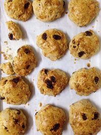 High angle view of cookies