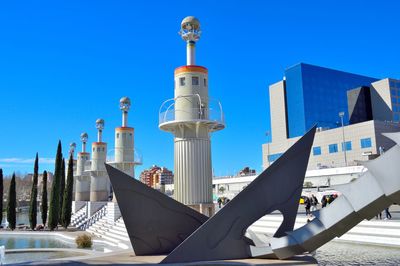 Modern buildings against blue sky