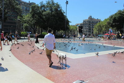 People at town square on sunny day