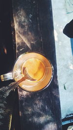 High angle view of coffee on table