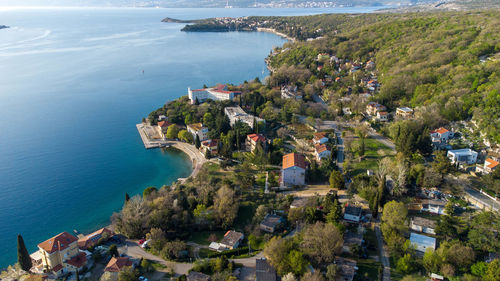 City omišalj on island krk in northern croatia on adriatic sea from above