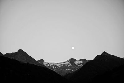 Low angle view of mountains against clear sky