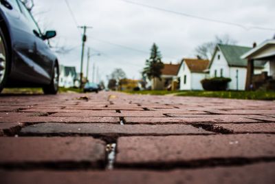 Surface level of street in town