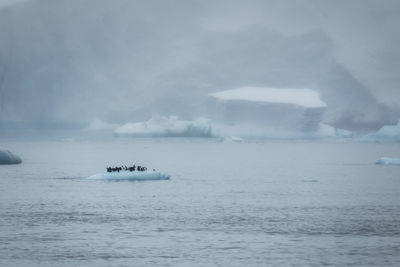 Scenic view of sea against sky during winter