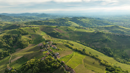 High angle view of townscape against sky