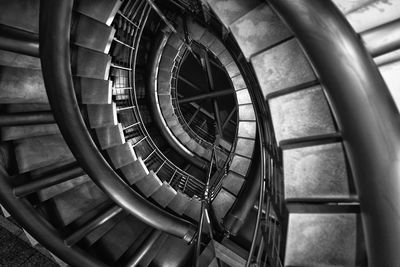 Directly below shot of spiral staircase in building