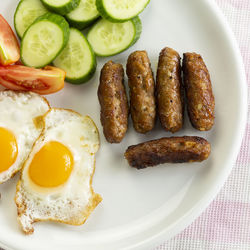 High angle view of breakfast served in plate