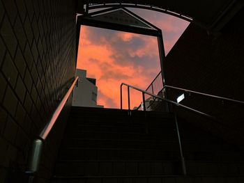 Low angle view of staircase against building