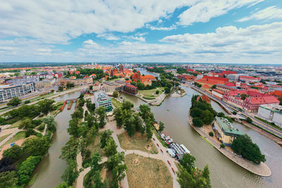 Wroclaw city panorama. old town in wroclaw, aerial view