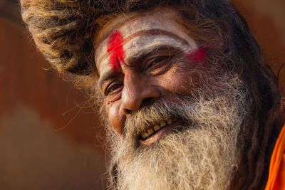 Close-up portrait of sadhu