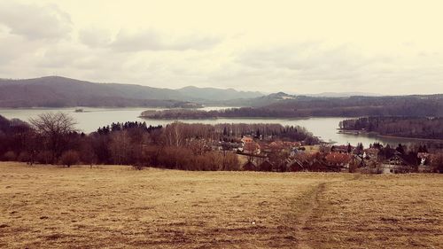 Scenic view of lake against sky