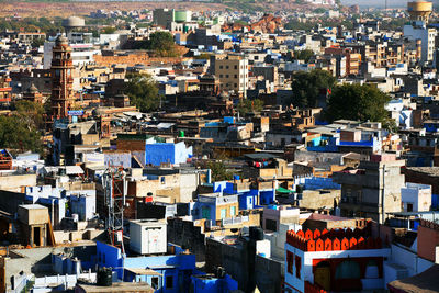 High angle view of residential district