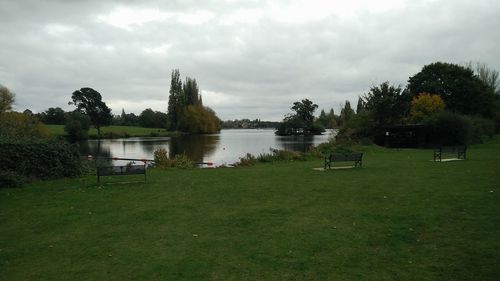 Scenic view of lake against sky