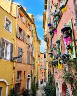 Low angle view of alley in nice