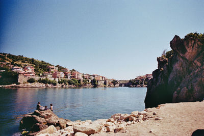 Scenic view of sea against clear sky