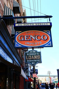 Low angle view of sign board