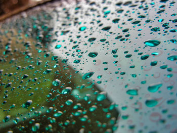 Full frame shot of wet glass window