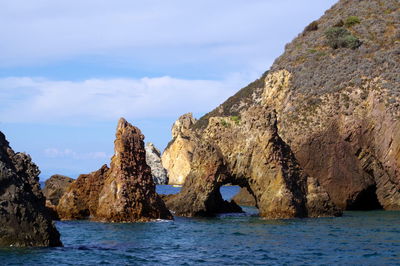 Scenic view of sea and rock formation