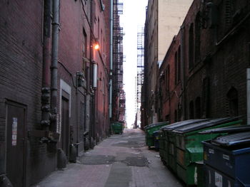 Narrow alley along buildings