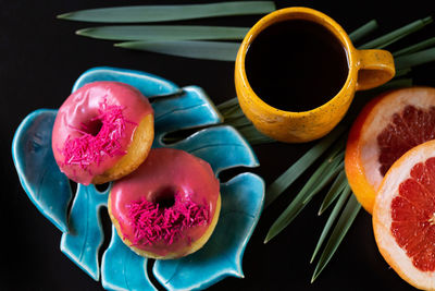 High angle view of fruits on table